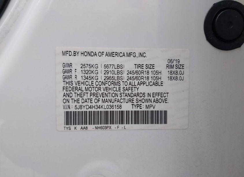 Photo 9 of 2019 Acura Mdx STANDARD (VIN 5J8YD4H34KL036158)
