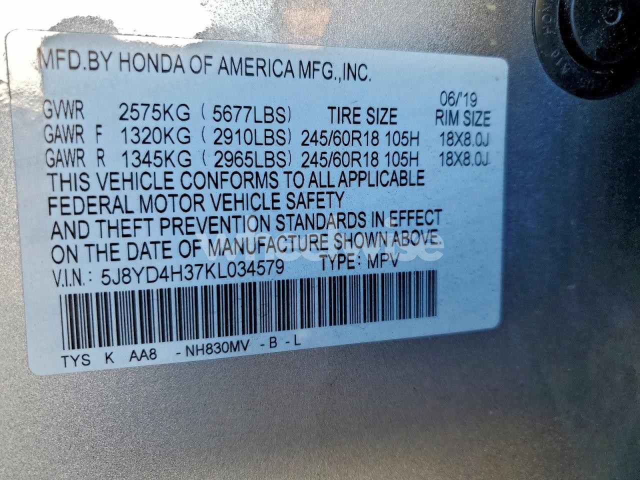 Photo 13 of 2019 ACURA MDX (VIN 5J8YD4H37KL034579)