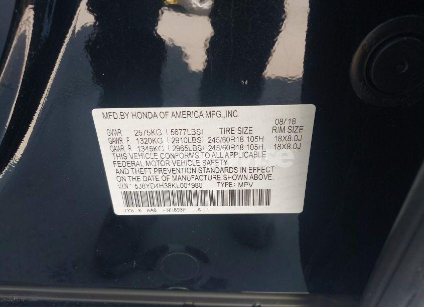 Photo 9 of 2019 Acura Mdx STANDARD (VIN 5J8YD4H38KL001980)