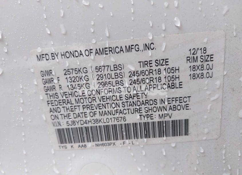 Photo 9 of 2019 Acura Mdx STANDARD (VIN 5J8YD4H38KL017676)
