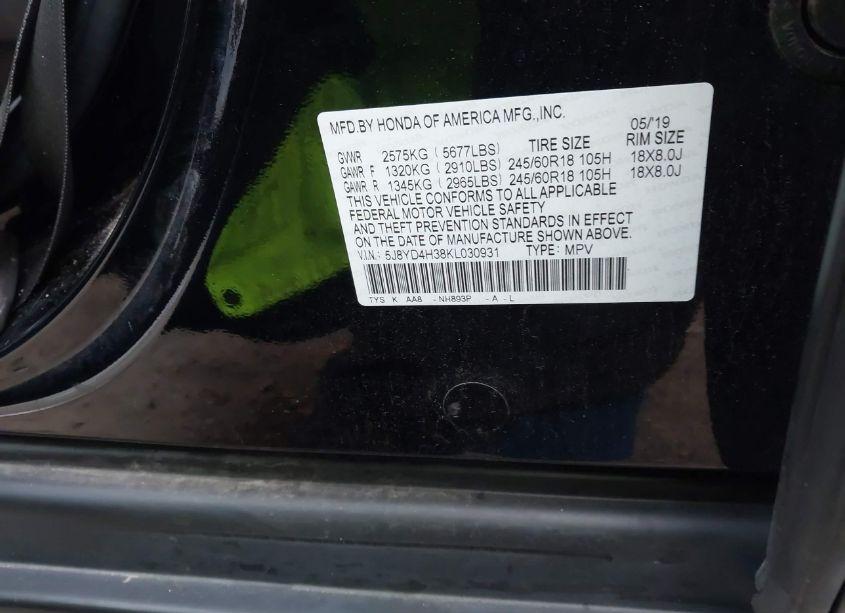 Photo 9 of 2019 Acura Mdx STANDARD (VIN 5J8YD4H38KL030931)