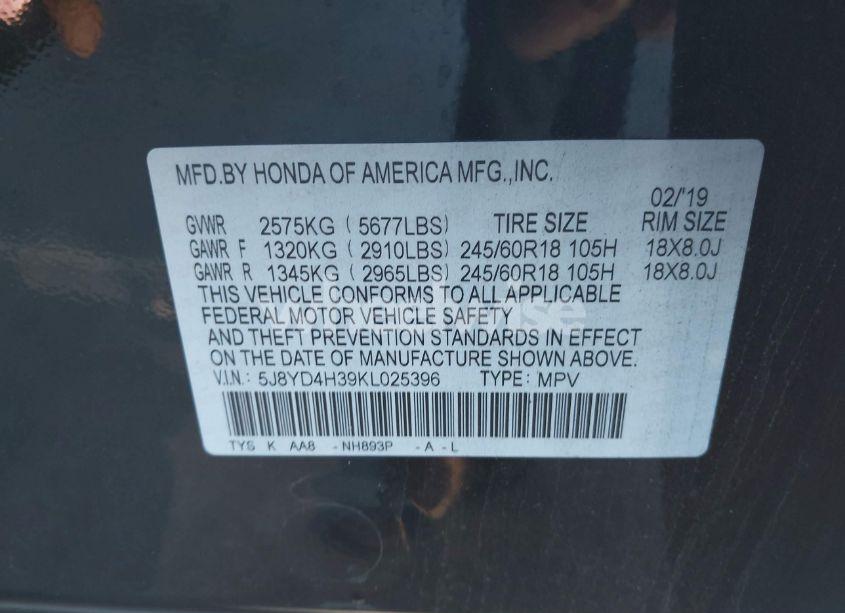 Photo 9 of 2019 Acura Mdx STANDARD (VIN 5J8YD4H39KL025396)