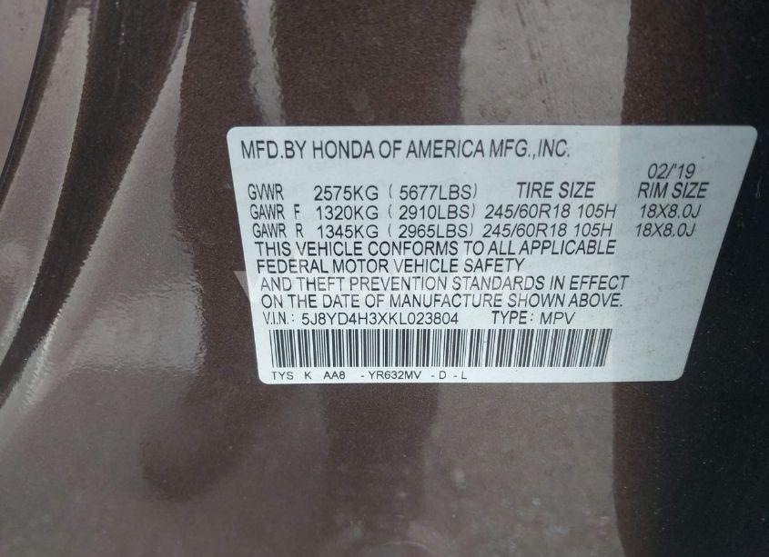 Photo 9 of 2019 Acura Mdx STANDARD (VIN 5J8YD4H3XKL023804)