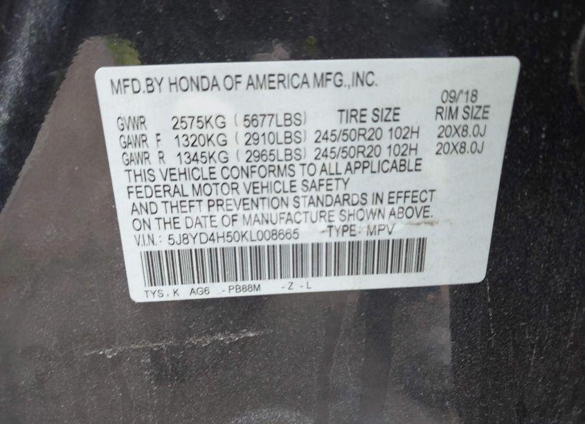 Photo 9 of 2019 Acura Mdx TECH PKG (VIN 5J8YD4H50KL008665)