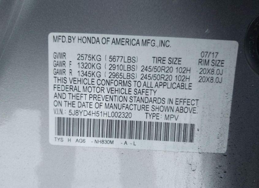 Photo 9 of 2017 Acura Mdx TECHNOLOGY PKG (VIN 5J8YD4H51HL002320)