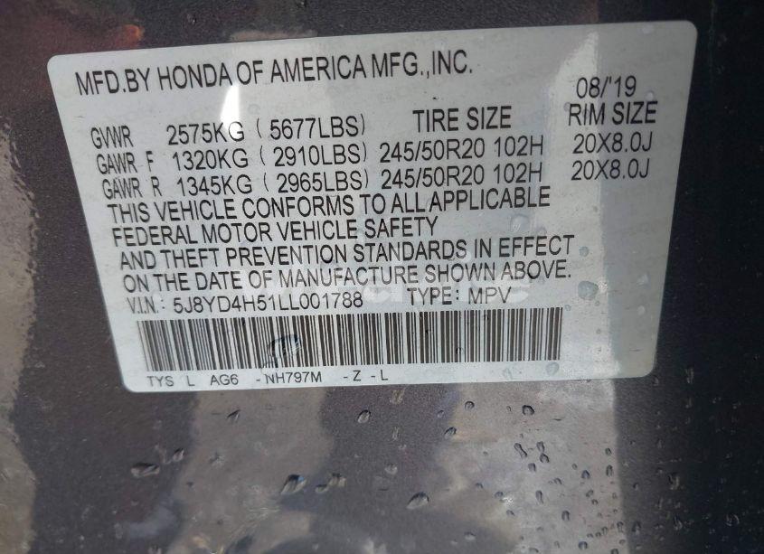 Photo 9 of 2020 Acura Mdx TECHNOLOGY PACKAGE (VIN 5J8YD4H51LL001788)