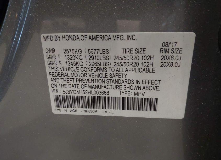 Photo 9 of 2017 Acura Mdx TECHNOLOGY PACKAGE (VIN 5J8YD4H52HL003668)