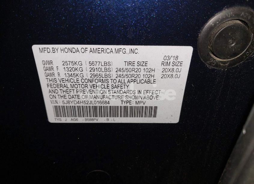 Photo 9 of 2018 Acura Mdx TECHNOLOGY PACKAGE ACURAWATCH PLUS PKG (VIN 5J8YD4H52JL016684)