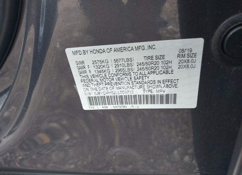 Photo 9 of 2020 Acura Mdx TECHNOLOGY (VIN 5J8YD4H52LL003713)