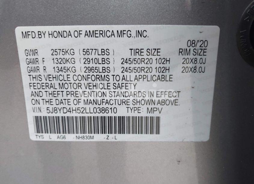 Photo 9 of 2020 Acura Mdx TECHNOLOGY PACKAGE (VIN 5J8YD4H52LL038610)