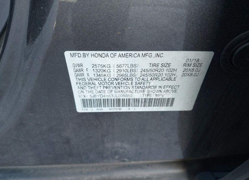 Photo 9 of 2018 Acura Mdx TECHNOLOGY PACKAGE ACURAWATCH PLUS PKG (VIN 5J8YD4H53JL008660)