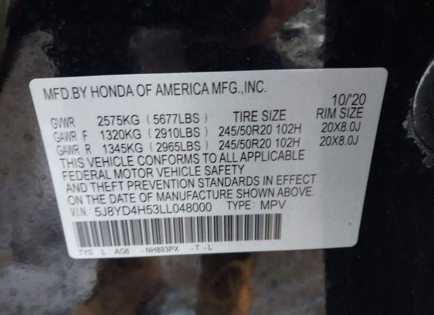 Photo 9 of 2020 Acura Mdx TECHNOLOGY PACKAGE (VIN 5J8YD4H53LL048000)