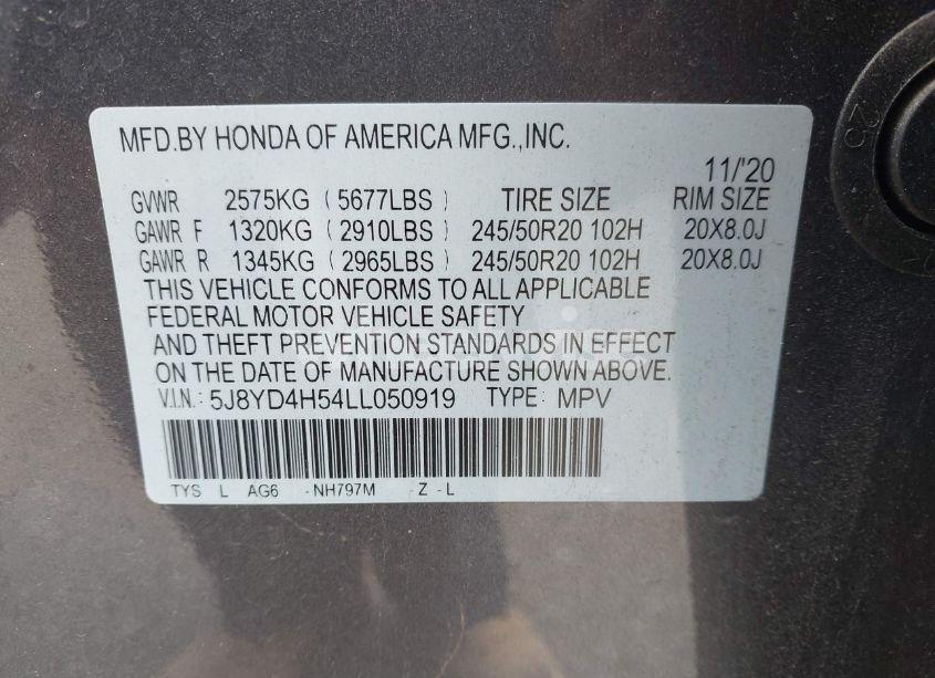 Photo 9 of 2020 Acura Mdx TECHNOLOGY PACKAGE (VIN 5J8YD4H54LL050919)