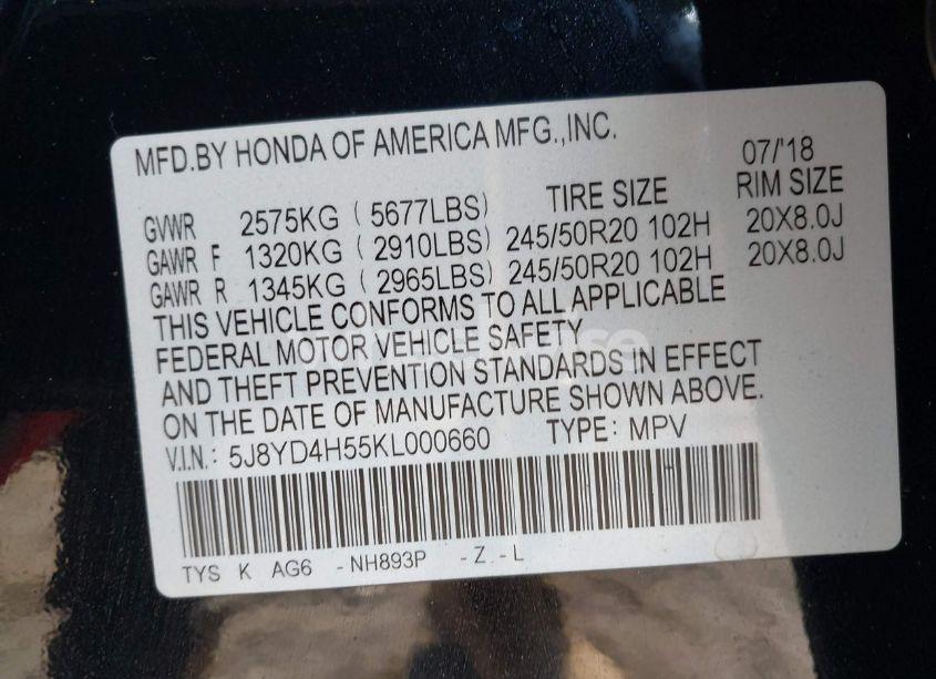 Photo 9 of 2019 Acura Mdx TECH PKG (VIN 5J8YD4H55KL000660)