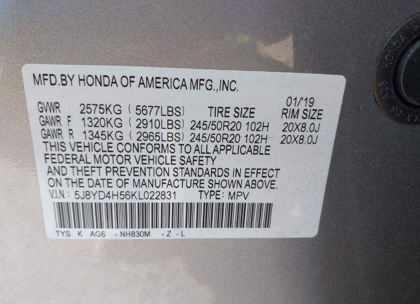 Photo 9 of 2019 Acura Mdx TECH PKG (VIN 5J8YD4H56KL022831)
