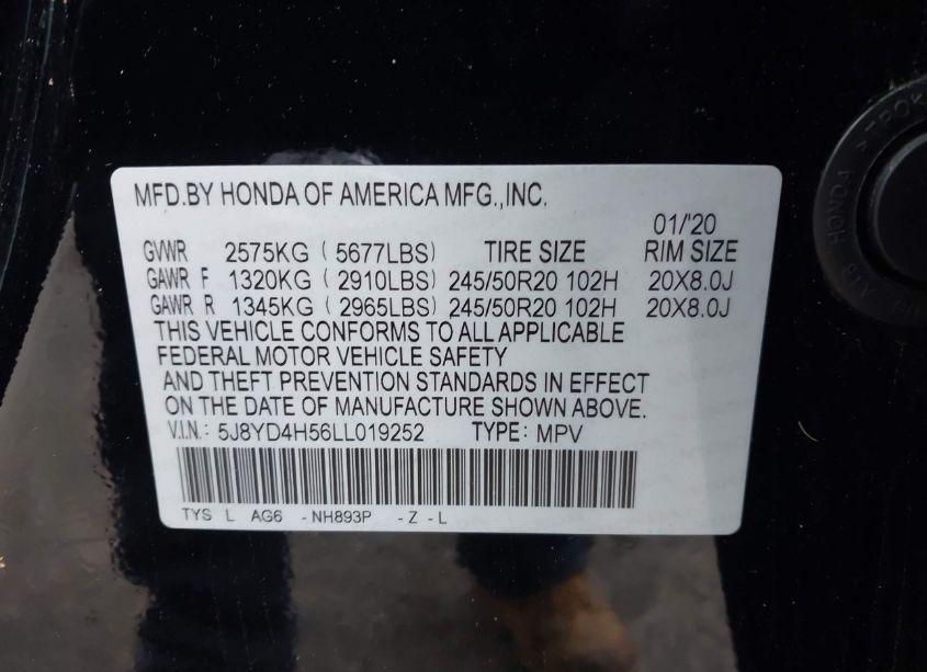 Photo 9 of 2020 Acura Mdx TECHNOLOGY PACKAGE (VIN 5J8YD4H56LL019252)