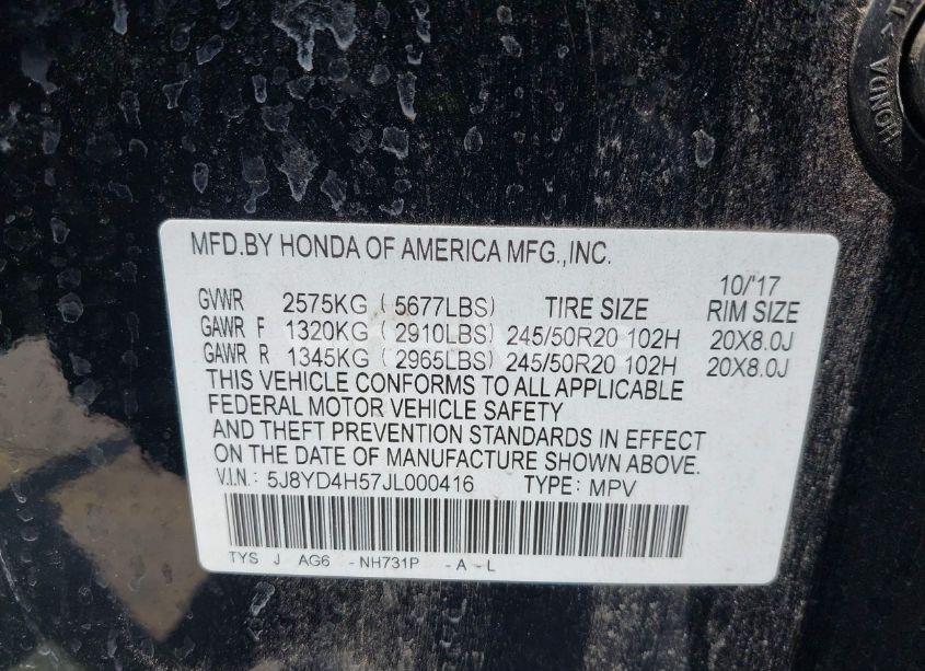 Photo 9 of 2018 Acura Mdx TECHNOLOGY PACKAGE ACURAWATCH PLUS PKG (VIN 5J8YD4H57JL000416)