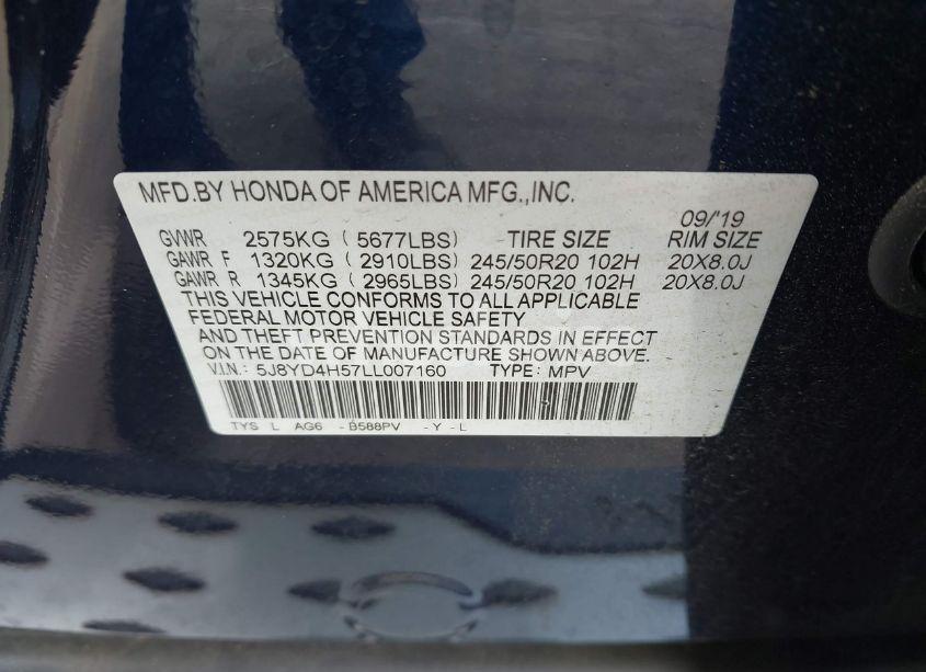 Photo 9 of 2020 Acura Mdx TECHNOLOGY PACKAGE (VIN 5J8YD4H57LL007160)