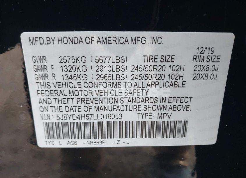 Photo 9 of 2020 Acura Mdx TECHNOLOGY PACKAGE (VIN 5J8YD4H57LL016053)