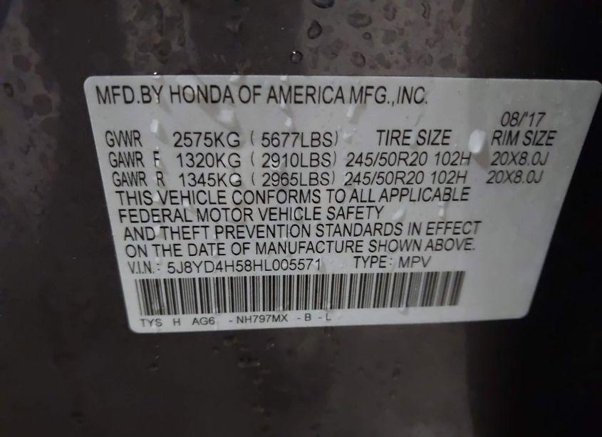 Photo 9 of 2017 Acura Mdx TECHNOLOGY PACKAGE (VIN 5J8YD4H58HL005571)