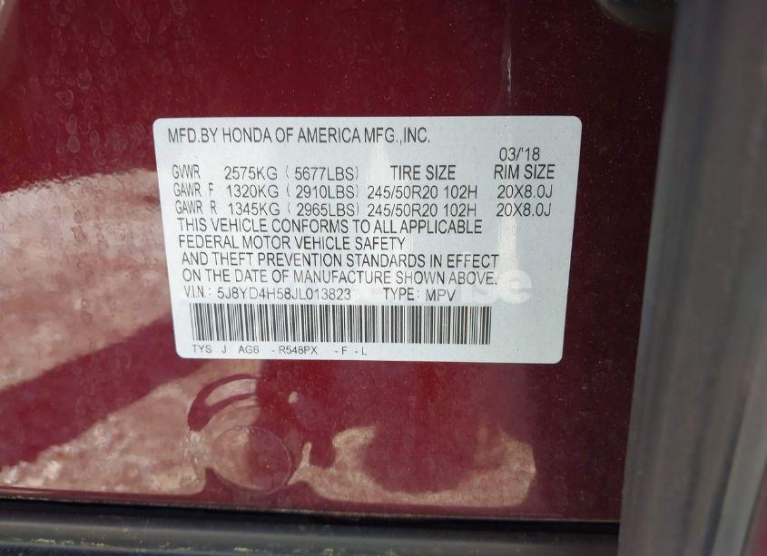 Photo 9 of 2018 Acura Mdx TECHNOLOGY PACKAGE ACURAWATCH PLUS PKG (VIN 5J8YD4H58JL013823)