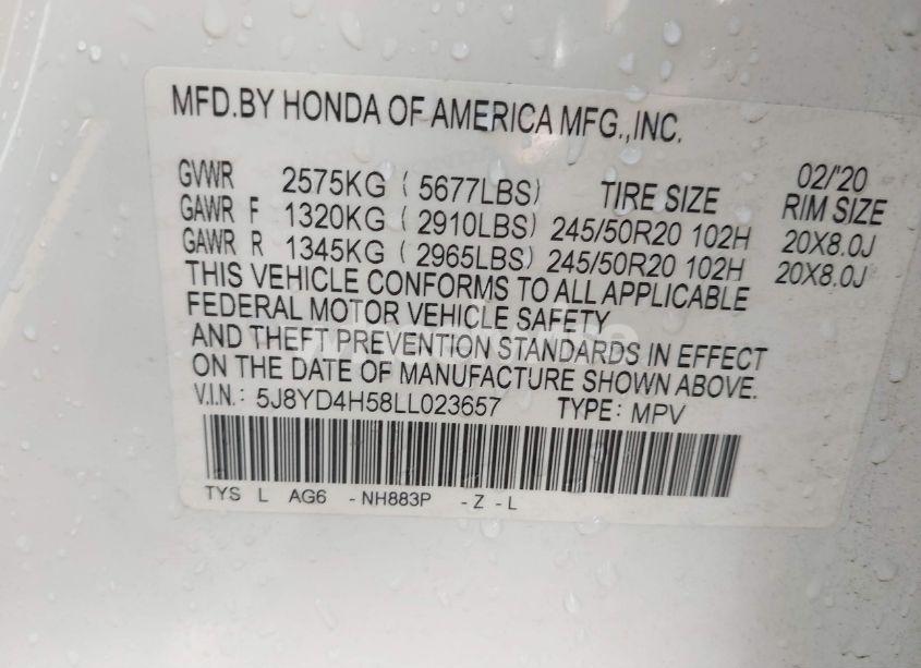 Photo 9 of 2020 Acura Mdx TECHNOLOGY PACKAGE (VIN 5J8YD4H58LL023657)