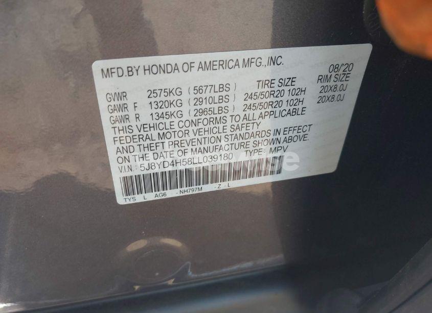Photo 9 of 2020 Acura Mdx TECHNOLOGY PACKAGE (VIN 5J8YD4H58LL039180)