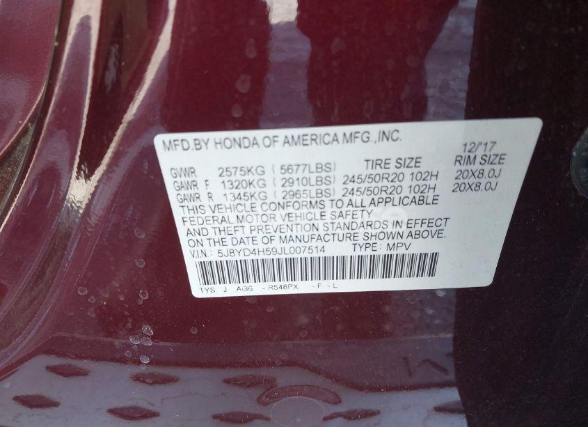 Photo 9 of 2018 Acura Mdx TECHNOLOGY PACKAGE ACURAWATCH PLUS PKG (VIN 5J8YD4H59JL007514)