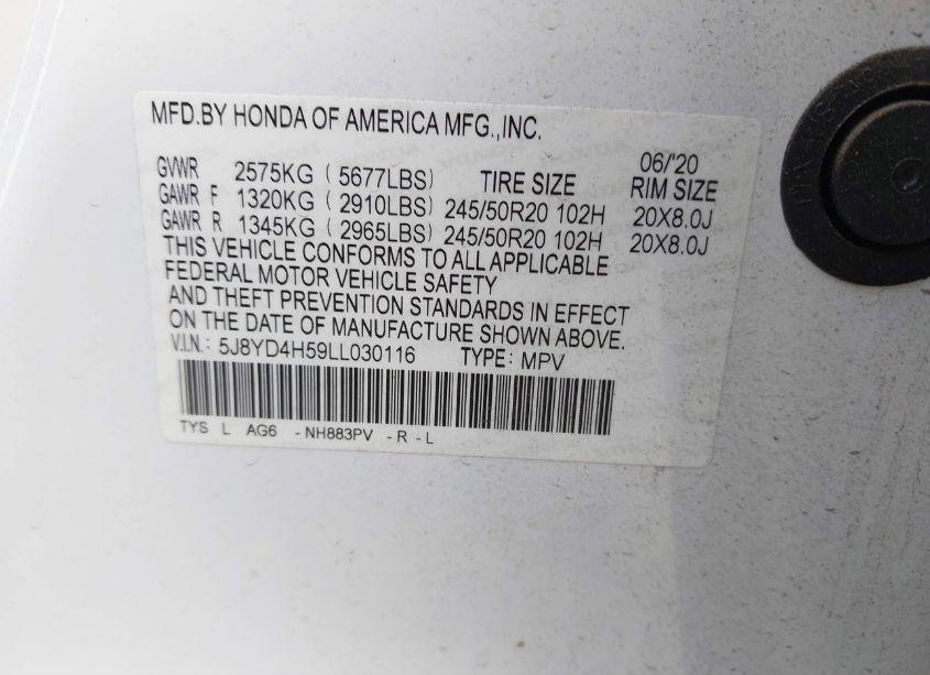Photo 9 of 2020 Acura Mdx TECHNOLOGY PACKAGE (VIN 5J8YD4H59LL030116)