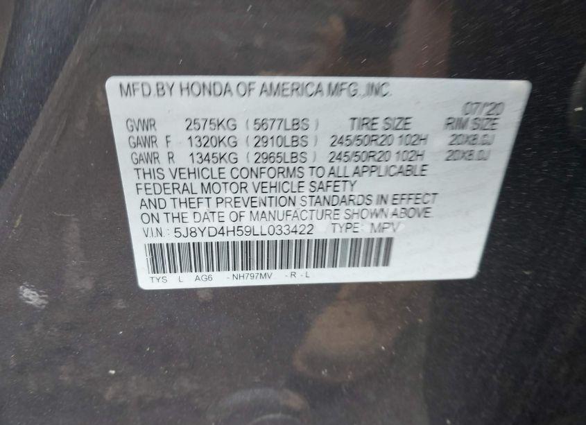 Photo 9 of 2020 Acura Mdx TECHNOLOGY PACKAGE (VIN 5J8YD4H59LL033422)