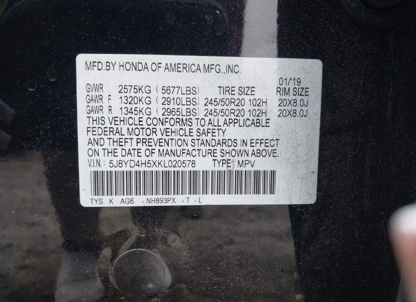 Photo 9 of 2019 Acura Mdx TECH PKG (VIN 5J8YD4H5XKL020578)