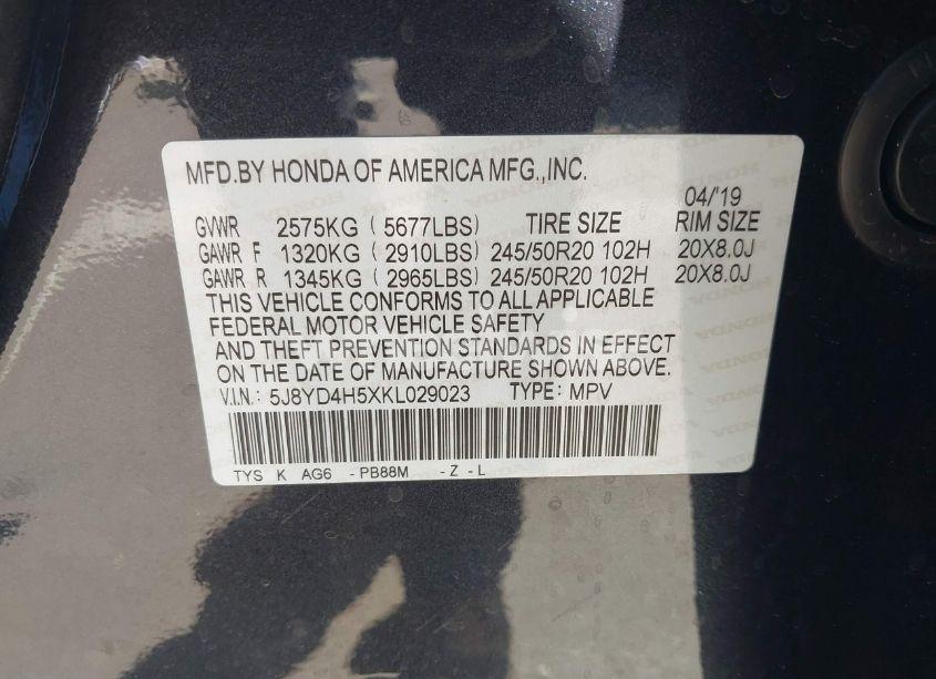 Photo 9 of 2019 Acura Mdx TECH PKG (VIN 5J8YD4H5XKL029023)