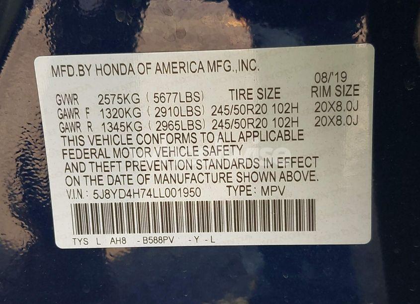Photo 9 of 2020 Acura Mdx (VIN 5J8YD4H74LL001950)