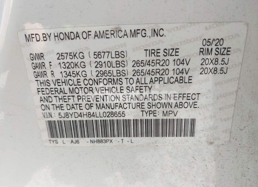 Photo 9 of 2020 Acura Mdx ADVANCE PACKAGE (VIN 5J8YD4H84LL028655)