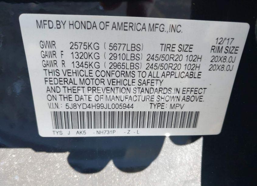 Photo 9 of 2018 Acura Mdx ADVANCE ENTERTAINMENT PKGS (VIN 5J8YD4H99JL005944)