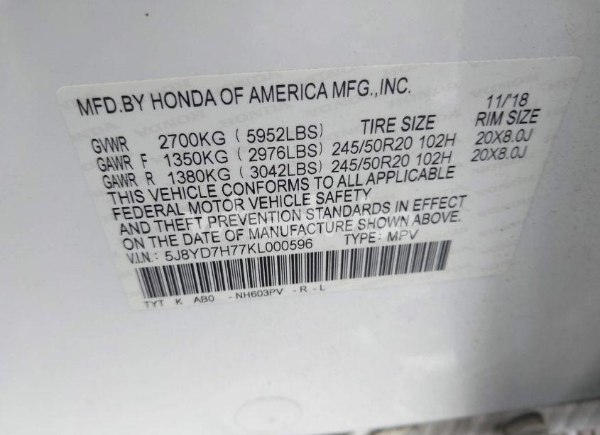 Photo 9 of 2019 Acura Mdx SPORT HYBRID ADVANCE PACKAGE (VIN 5J8YD7H77KL000596)