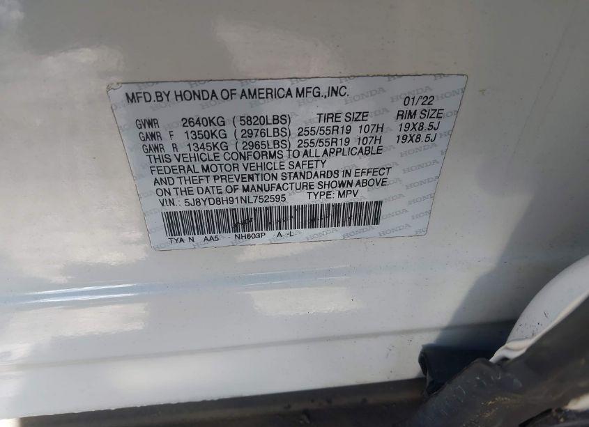 Photo 9 of 2022 Acura Mdx TYPE S W/ADVANCE PACKAGE (VIN 5J8YD8H80NL005402)