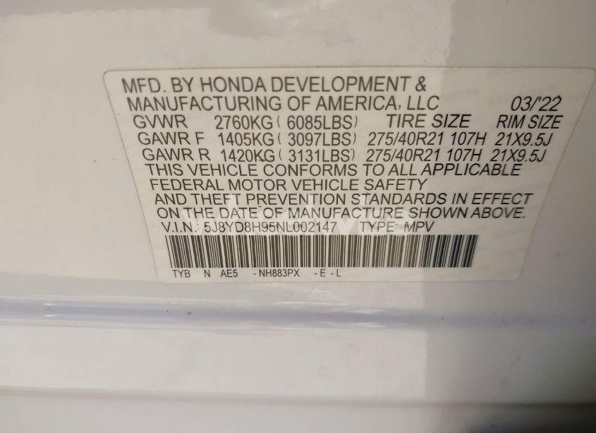 Photo 9 of 2022 Acura Mdx TYPE S (VIN 5J8YD8H95NL002147)