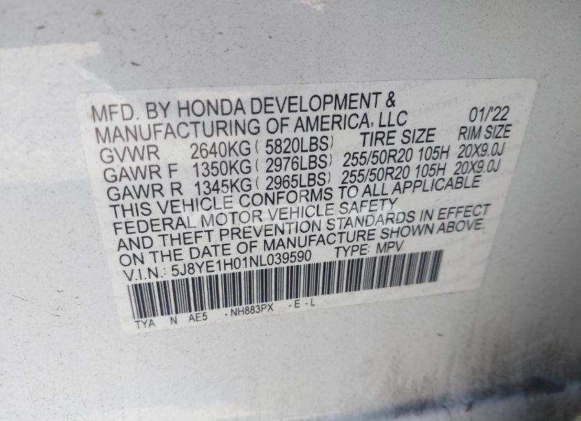 Photo 9 of 2022 Acura Mdx A-SPEC PACKAGE (VIN 5J8YE1H01NL039590)