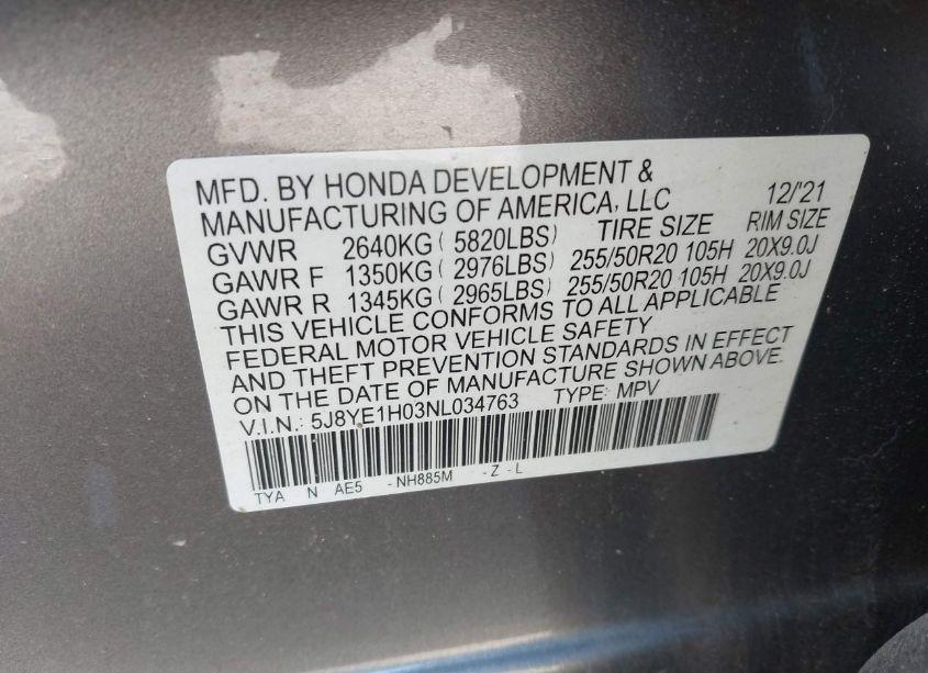 Photo 9 of 2022 Acura Mdx A-SPEC PACKAGE (VIN 5J8YE1H03NL034763)