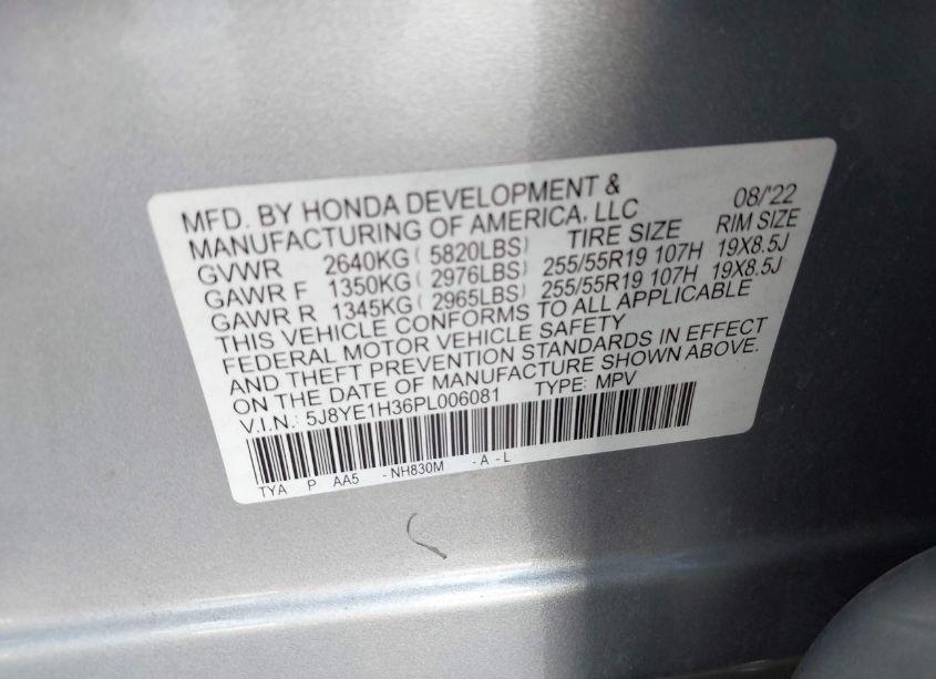 Photo 9 of 2023 Acura Mdx STANDARD (VIN 5J8YE1H36PL006081)