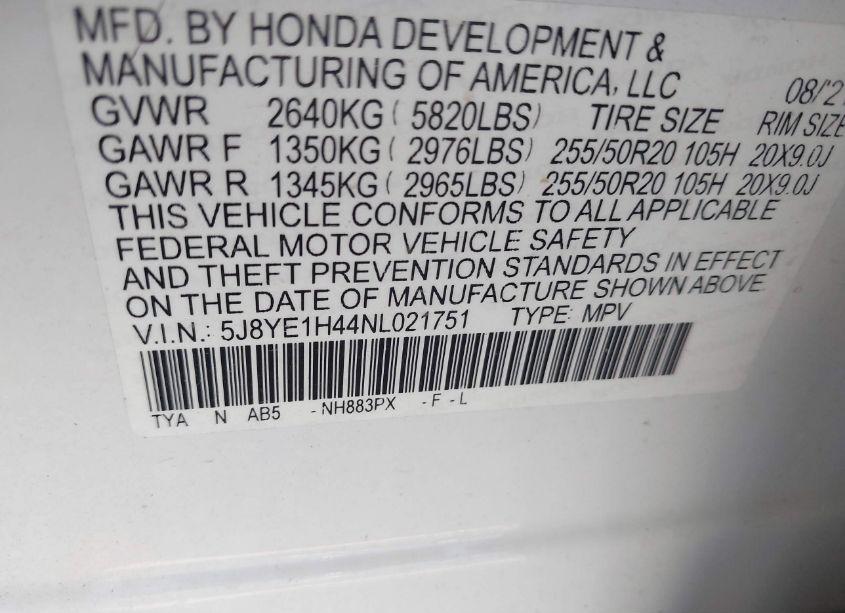 Photo 9 of 2022 Acura Mdx TECHNOLOGY PACKAGE (VIN 5J8YE1H44NL021751)