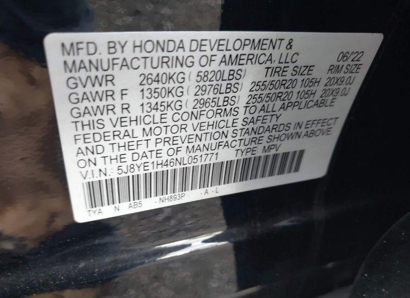 Photo 9 of 2022 Acura Mdx TECHNOLOGY (VIN 5J8YE1H46NL051771)