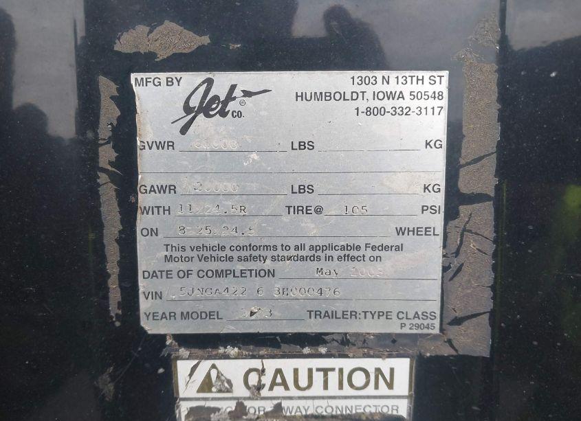 Photo 9 of 2003 Jet Company INC JET COMPANY INC (VIN 5JNGA42263H000476)