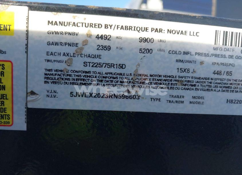 Photo 9 of 2024 H&h Trailer (VIN 5JWEX2023RN596603)