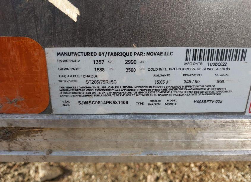 Photo 9 of 2023 H&h Trailer (VIN 5JWSC0814PN581409)