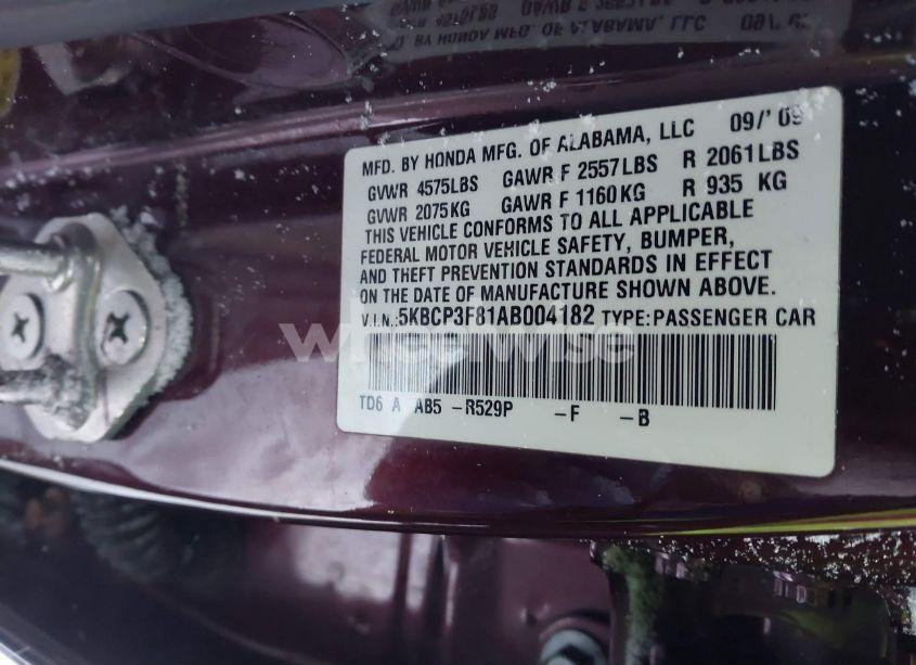 Photo 9 of 2010 Honda Accord 3.5 EX-L (VIN 5KBCP3F81AB004182)