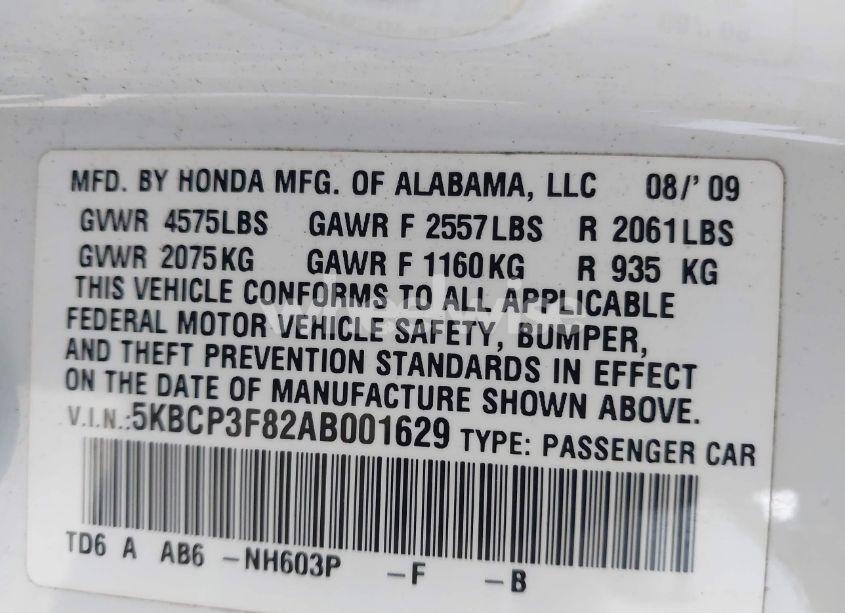 Photo 9 of 2010 Honda Accord 3.5 EX-L (VIN 5KBCP3F82AB001629)