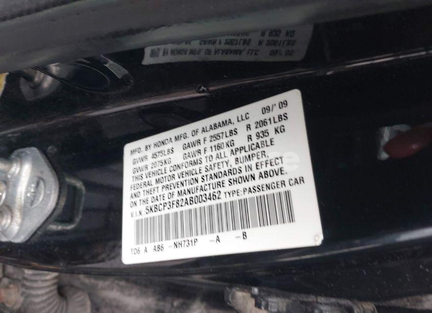 Photo 9 of 2010 Honda Accord 3.5 EX-L (VIN 5KBCP3F82AB003462)