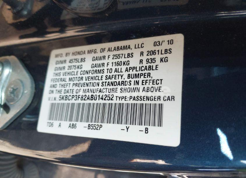 Photo 9 of 2010 Honda Accord 3.5 EX-L (VIN 5KBCP3F82AB014252)